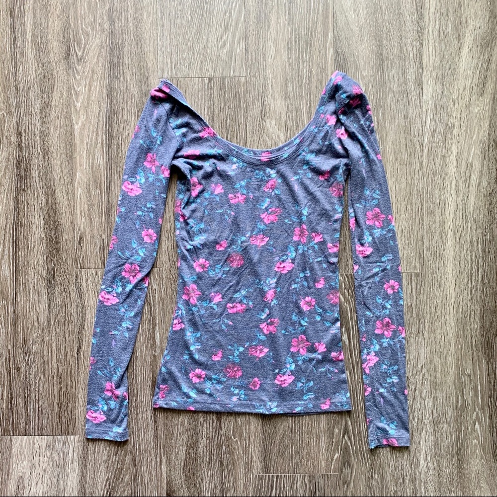 Nollie Long Sleeve T-shirt Floral Purple Blue Xs